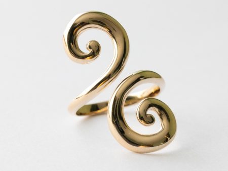 Bronze Double Swirl Adjustable Ring