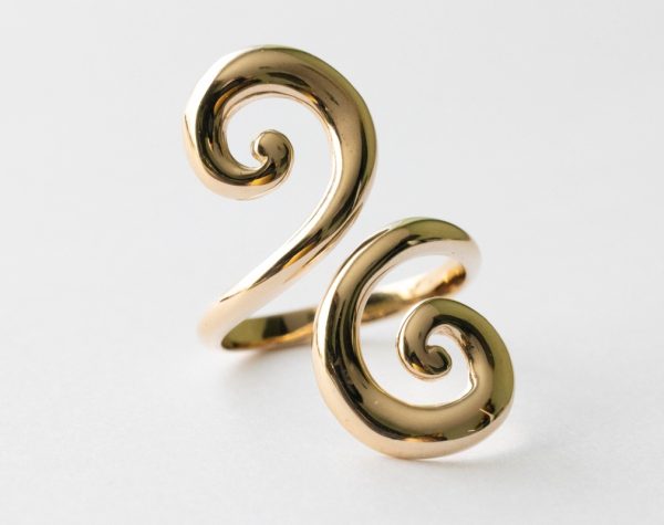 Bronze Double Swirl Adjustable Ring