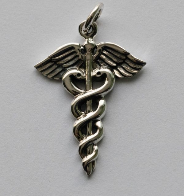 925 Sterling Silver Medical Staff Charm