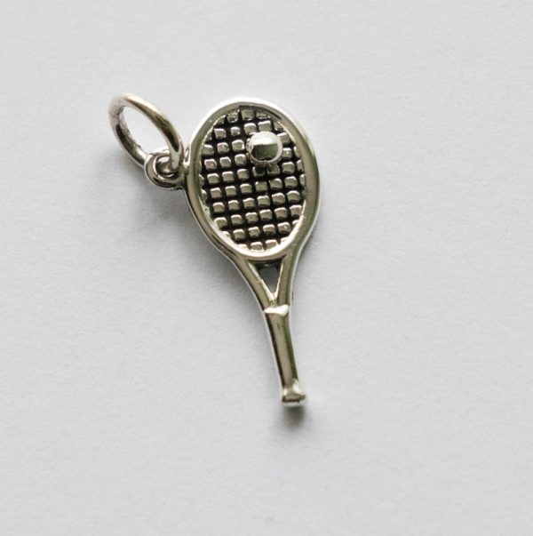 925 Sterling Silver Tennis Racket with Tennis Ball Charm