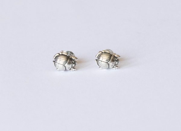 925 Sterling Silver Scarab Post Earrings ( 1 pair)