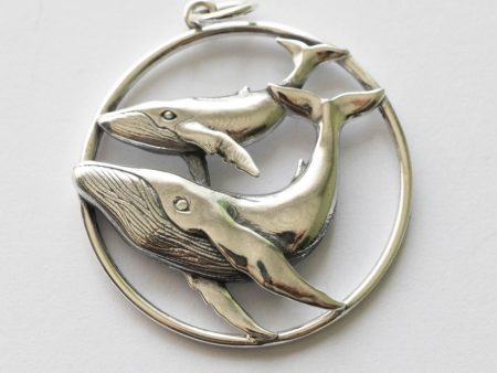 925 Sterling Silver Mama and Baby Whale Pendant