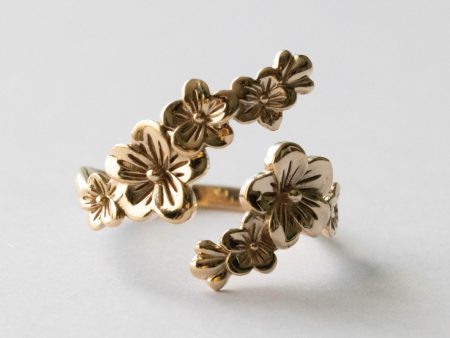 Bronze Cherry Blossoms Adjustable Ring