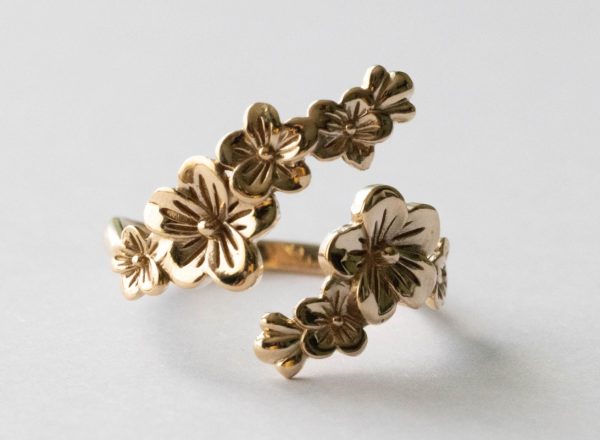 Bronze Cherry Blossoms Adjustable Ring