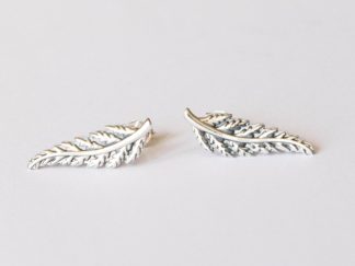 925 Sterling Silver Fern Post Earrings ( 1 pair)