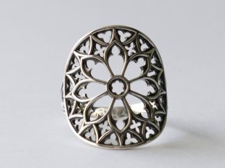 925 Sterling Silver Cathedral Rose Window Ring