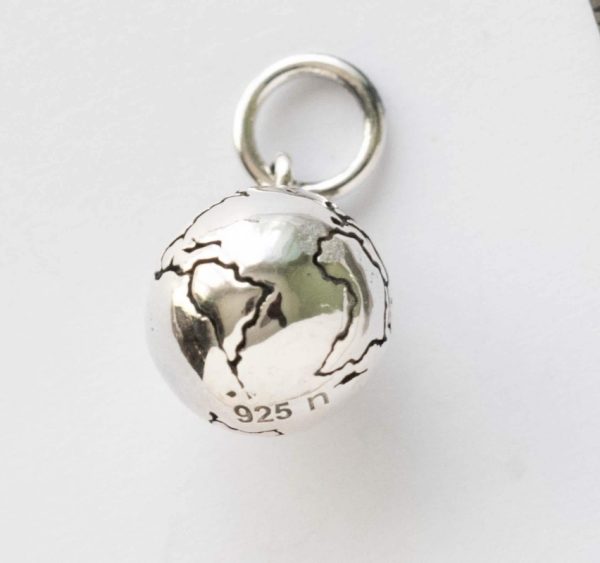 925 Sterling Silver 3D World Charm