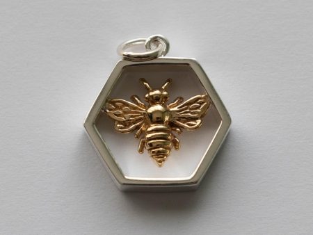 925 Sterling Silver Hexagon with Bronze Bee Charm