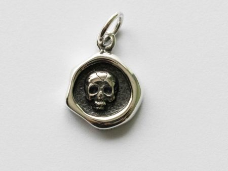 925 Sterling Silver Wax Seal Skull Charm