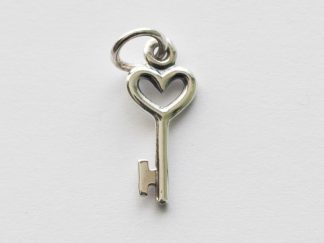 925 Sterling Silver Tiny Heart Key Charm