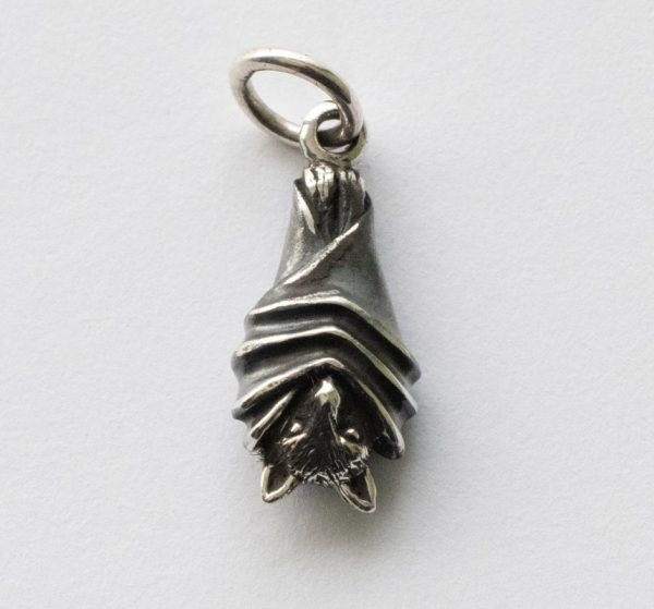 925 Sterling Silver Small Hanging Bat Charm