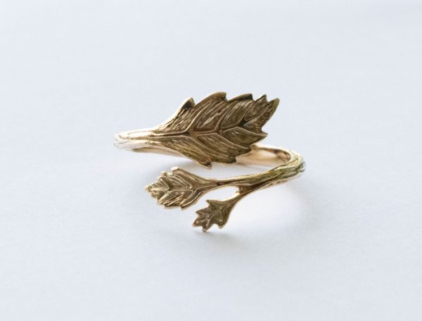 Bronze Leaf Adjustable Ring