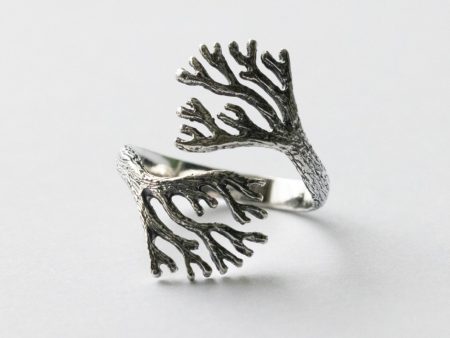 925 Sterling Silver Sea Coral Adjustable Ring