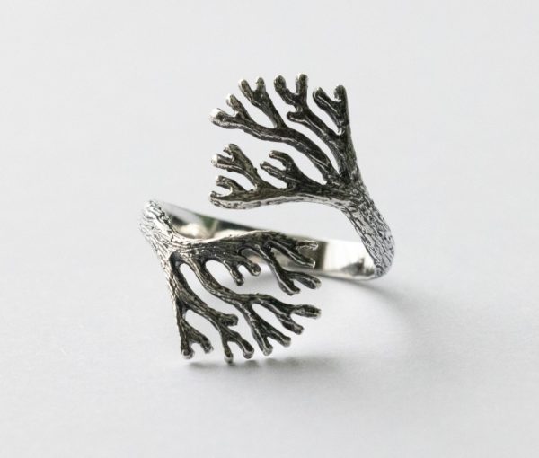 925 Sterling Silver Sea Coral Adjustable Ring