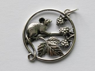 925 Sterling Silver Mouse and Blackberries Charm