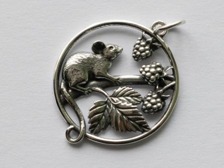 925 Sterling Silver Mouse and Blackberries Charm