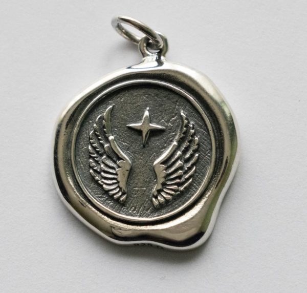 925 Sterling Silver Wings Wax Seal Charm