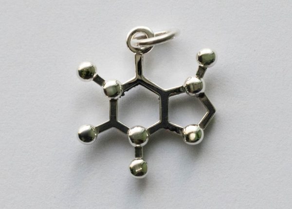 925 Sterling Silver Caffeine Molecule Charm