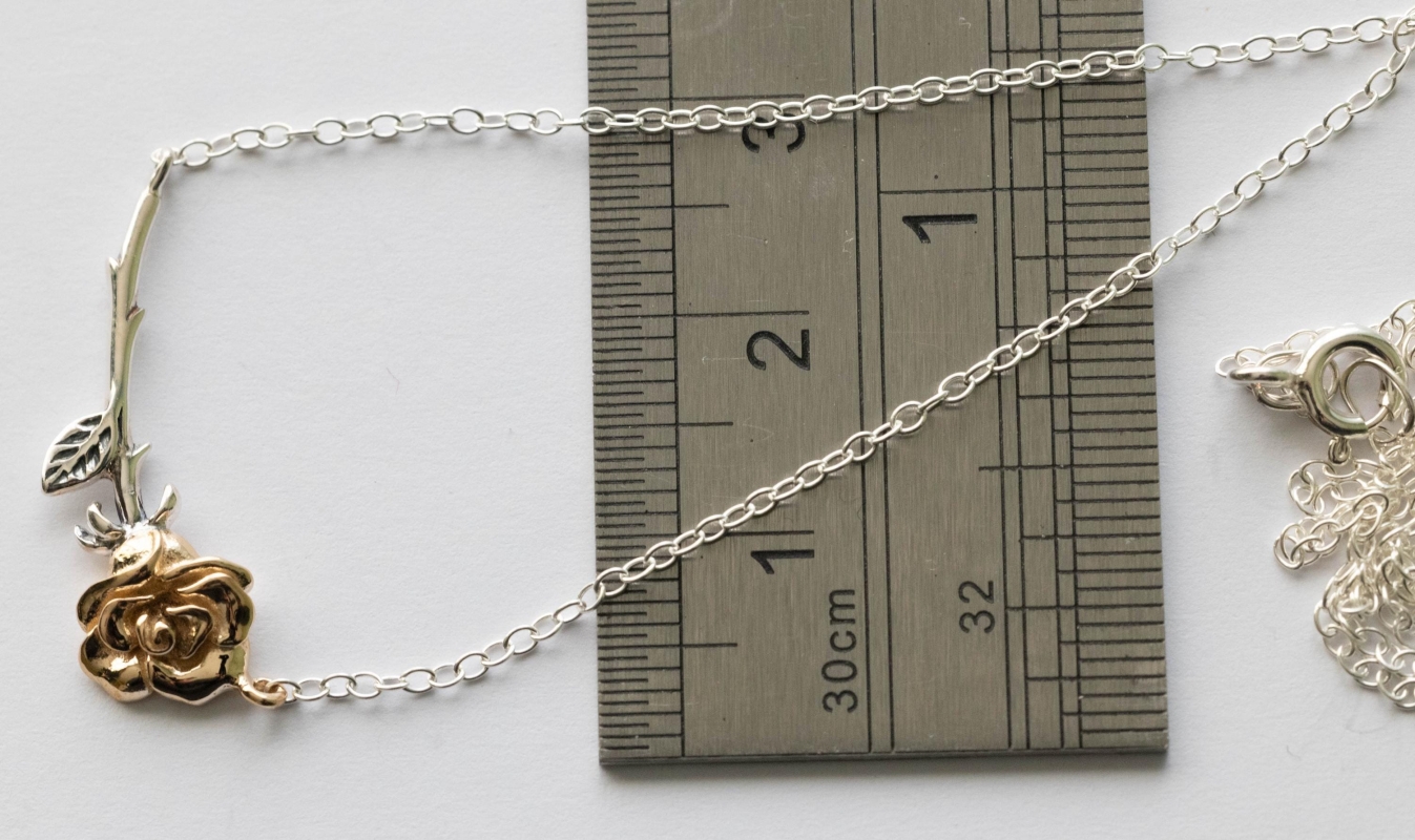 925 Sterling Silver and Bronze Rose Festoon Necklace - Image 2