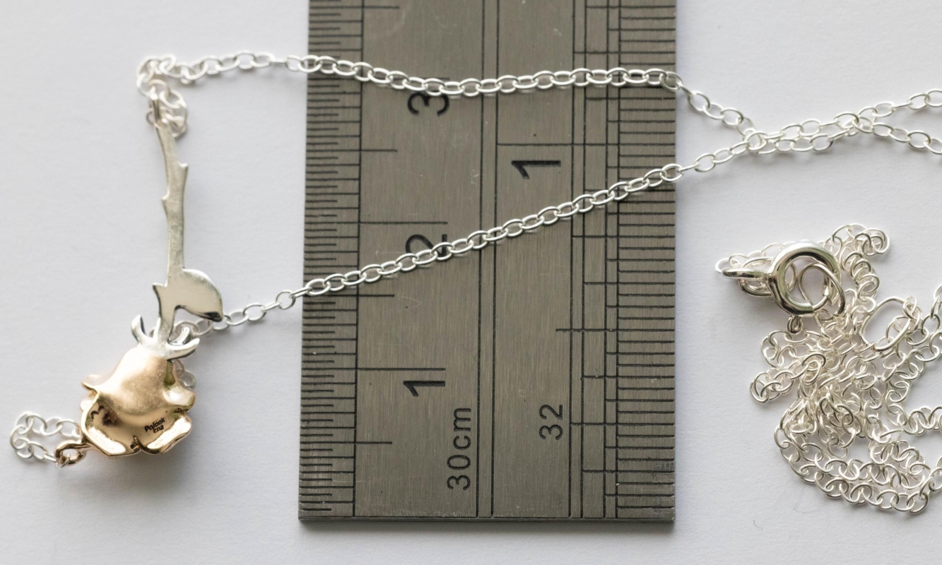 925 Sterling Silver and Bronze Rose Festoon Necklace - Image 3