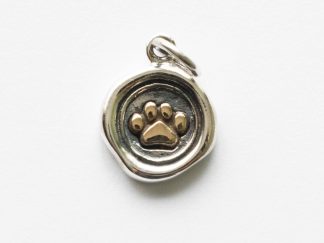 925 Sterling Silver Wax Seal with Bronze Paw Print Charm