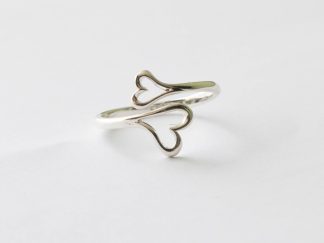 925 Sterling Silver Double Heart Adjustable Ring