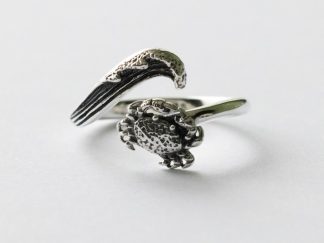 925 Sterling Silver Wave and Crab Adjustable Ring
