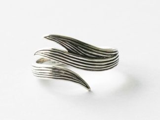925 Sterling Silver Long Leaf Adjustable Ring