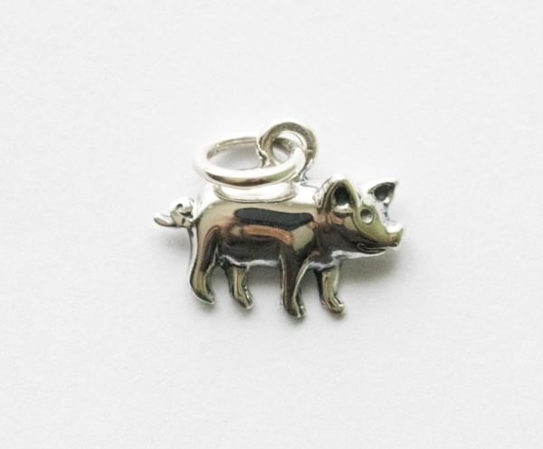 925 Sterling Silver Small Pig Charm