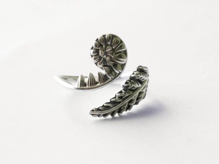 925 Sterling Silver Fern Adjustable Ring