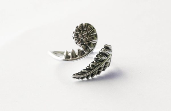 925 Sterling Silver Fern Adjustable Ring