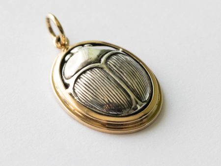 925 Sterling Silver and Bronze Scarab Pendant