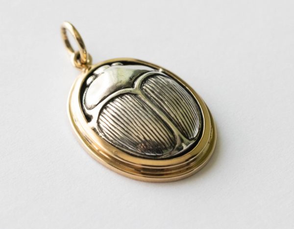 925 Sterling Silver and Bronze Scarab Pendant