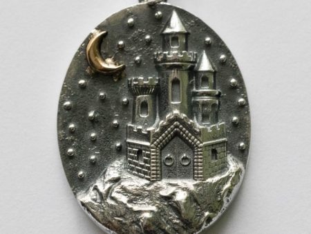 925 Sterling Silver Castle with Bronze Moon Charm