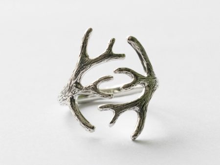 925 Sterling Silver Antler Adjustable Ring