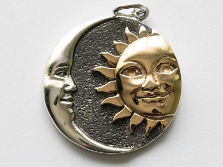925 Sterling Silver and Bronze Sun and Moon Pendant