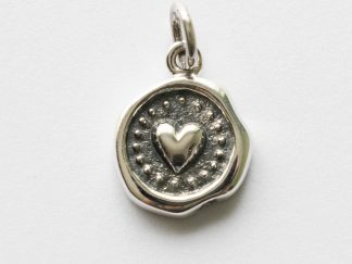 925 Sterling Silver Wax Seal Heart Charm