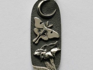 925 Sterling Silver Luna Moth and Moonflower Charm