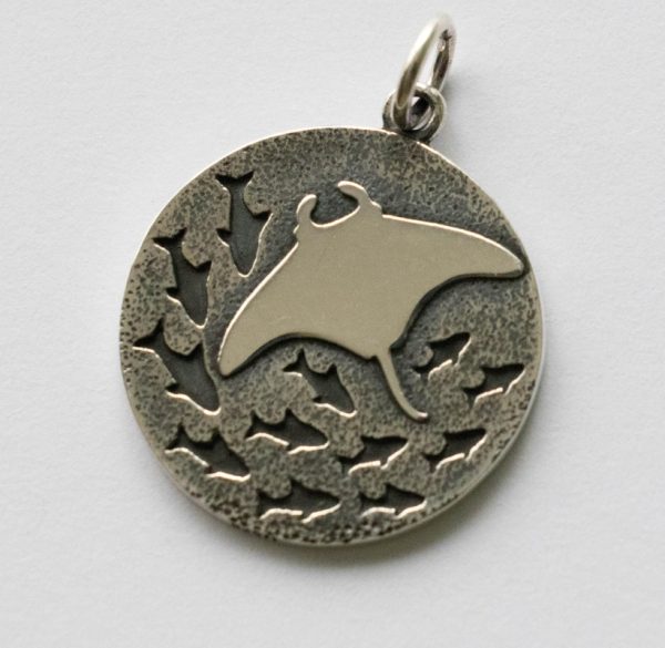 925 Sterling Silver Manta Ray and Fish Charm