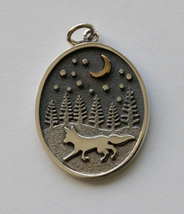 925 Sterling Silver Running Fox in Meadow Charm
