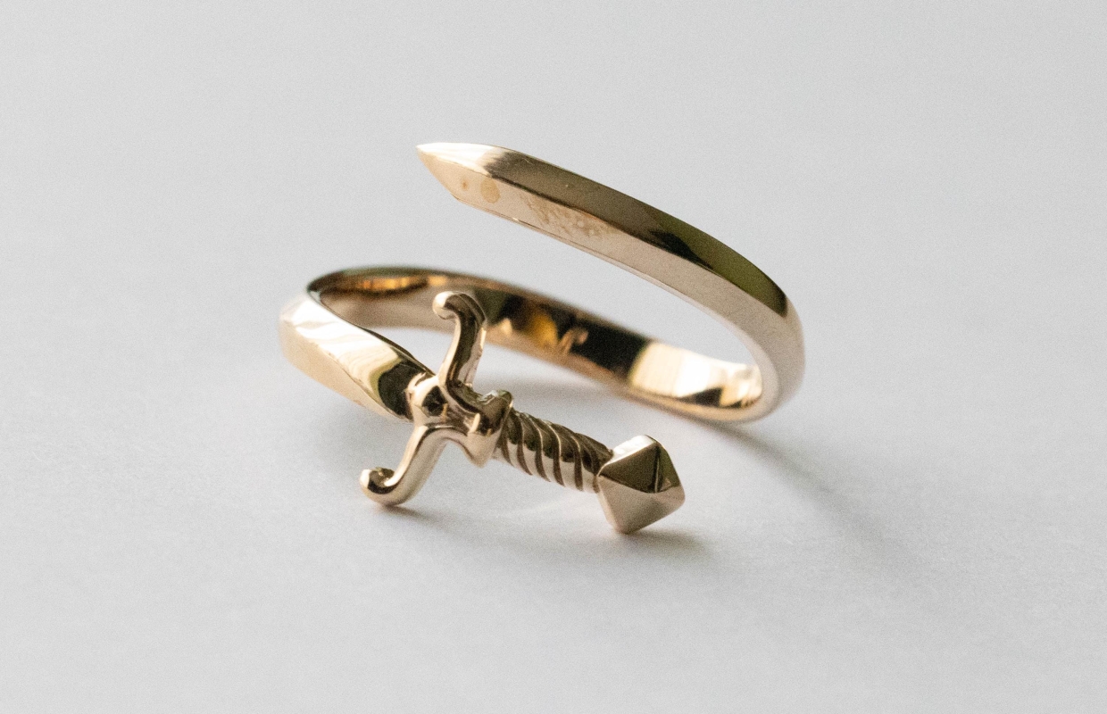 Bronze Sword Bypass Adjustable Ring