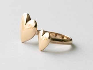 Bronze Large Hearts Adjustable Ring
