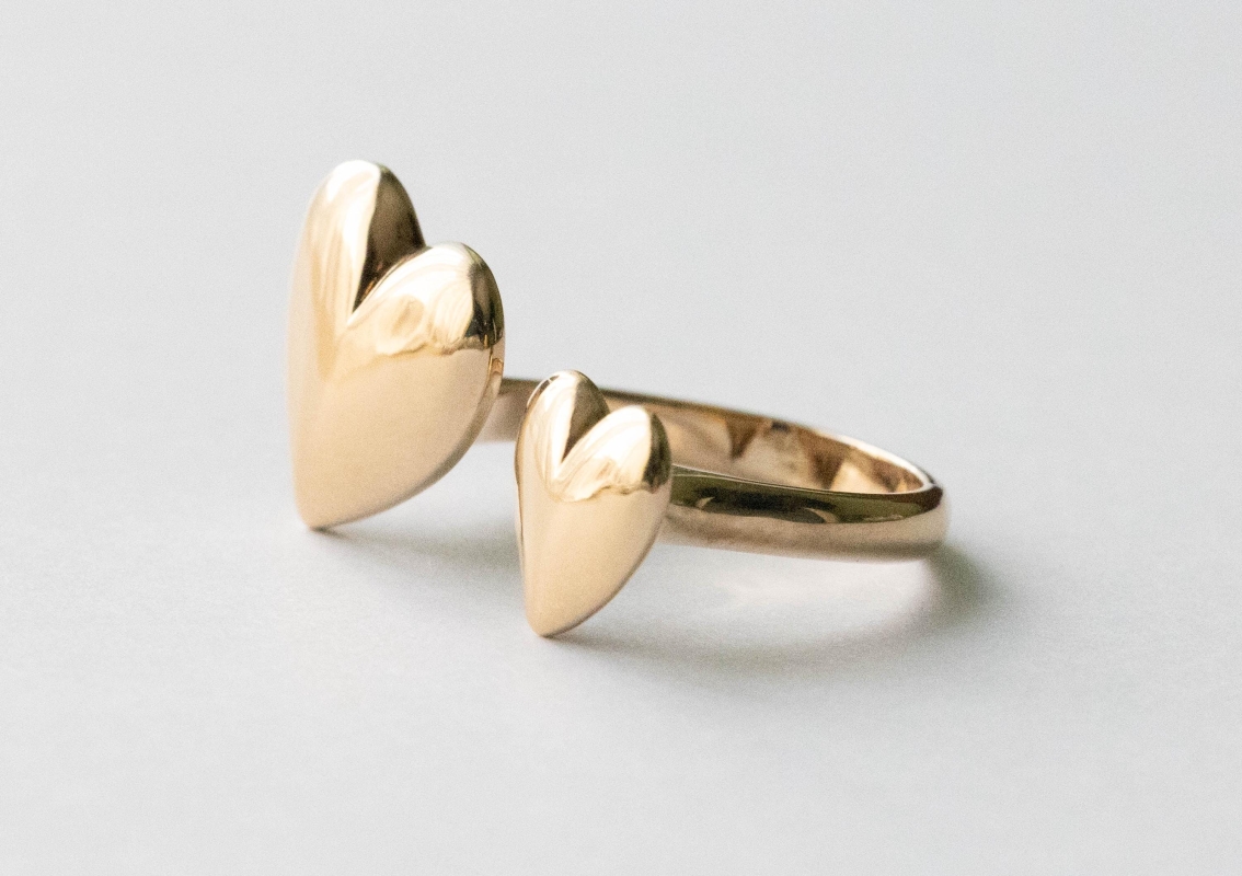 Bronze Large Hearts Adjustable Ring