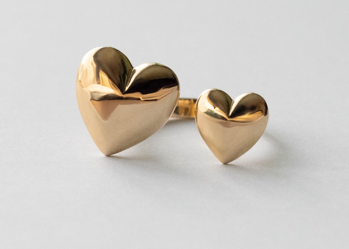 Bronze Large Hearts Adjustable Ring - Image 2