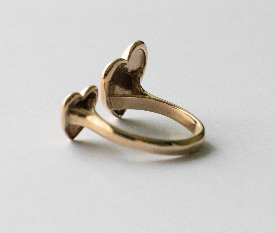 Bronze Large Hearts Adjustable Ring - Image 3