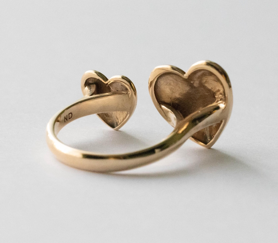 Bronze Large Hearts Adjustable Ring - Image 4