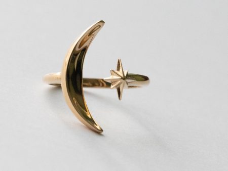 Bronze Moon and Star Adjustable Ring