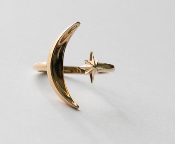 Bronze Moon and Star Adjustable Ring