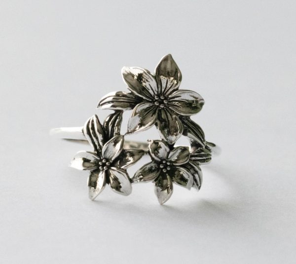925 Sterling Silver Flower Cluster Ring