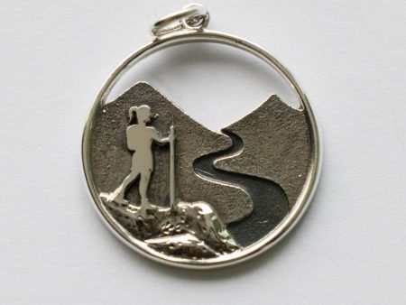 925 Sterling Silver Hiking Girl Charm